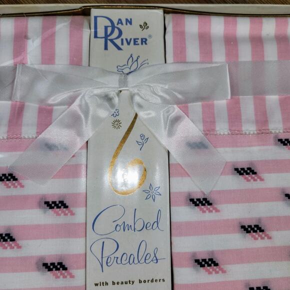 DEADSTOCK DAN RIVER COMBED PERCALE PILLOWCASES COQUETTE KAWAII - Picture 6 of 6